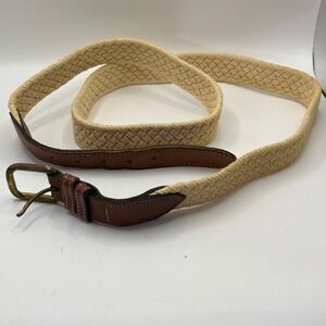 Dockers Mens‎ Braided Belt Size 42 Leather Brass Buckle Casual